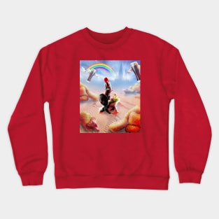 Warrior Cat Riding Frog in Desert Crewneck Sweatshirt